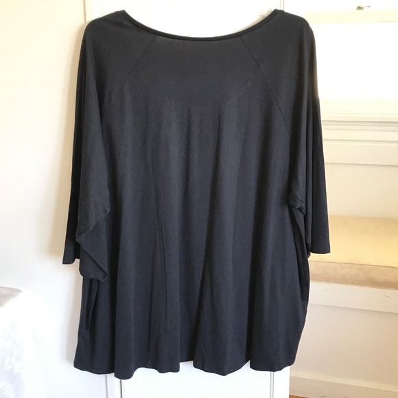 WOMAN WITHIN Shirred Neck Tunic Black 3/4 Sleeves Cotton Women’s Plus Size 4X - Picture 4 of 16